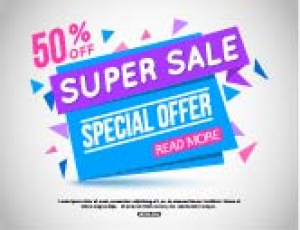 وکتور تکست باکس فروش ویژه با زمینه آبی و بنفش